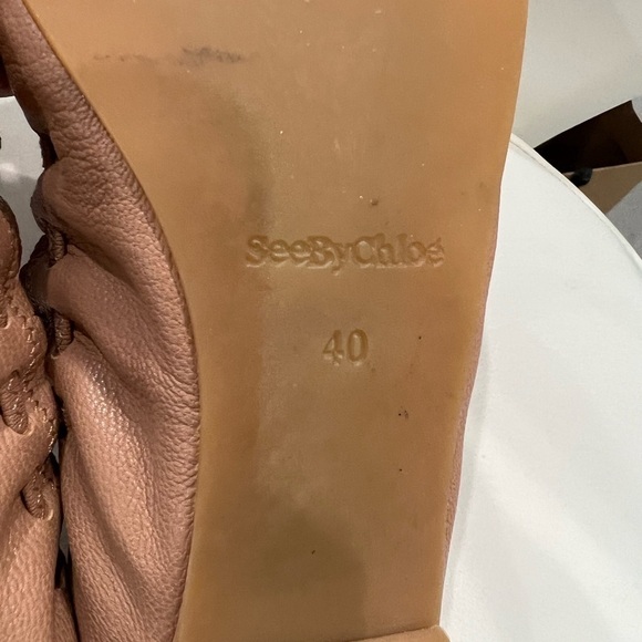 SEE BY CHLOE JANE SCALLOPED BALLET FLAT NUDE SZ 40 - Picture 9 of 13
